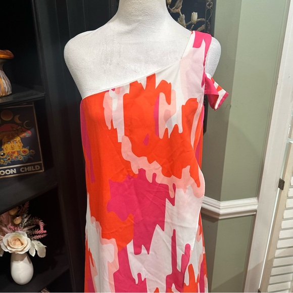 Crosby by Mollie Burch One-Shoulder Abstract Midi Dress – Size 4 - Picture 3 of 12